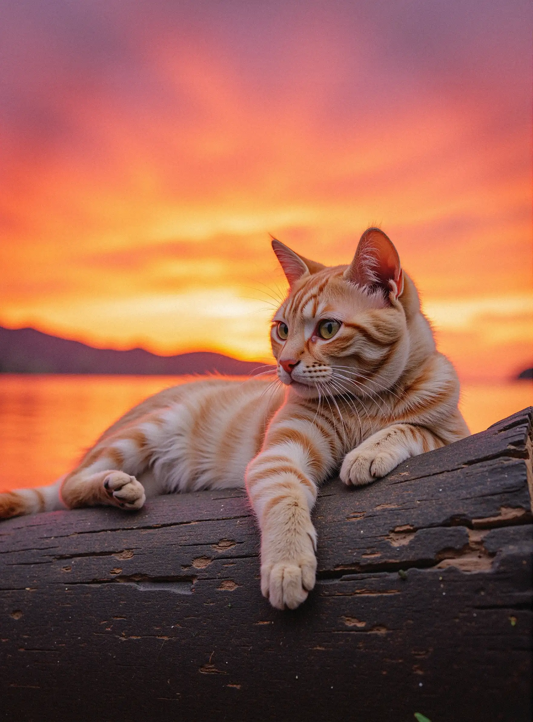 Orange cat by the lake 1