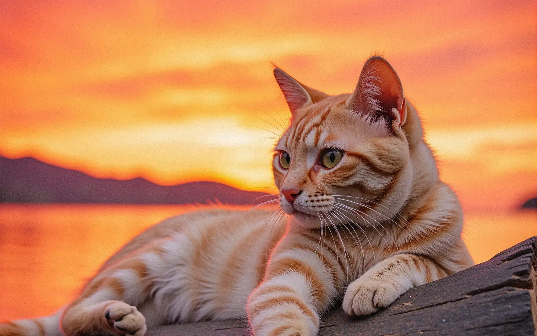 Orange cat by the lake 1