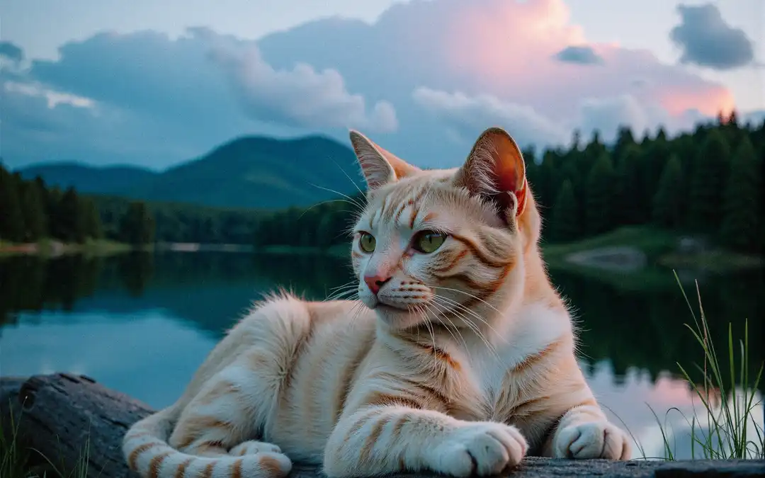 Orange cat by the lake 2