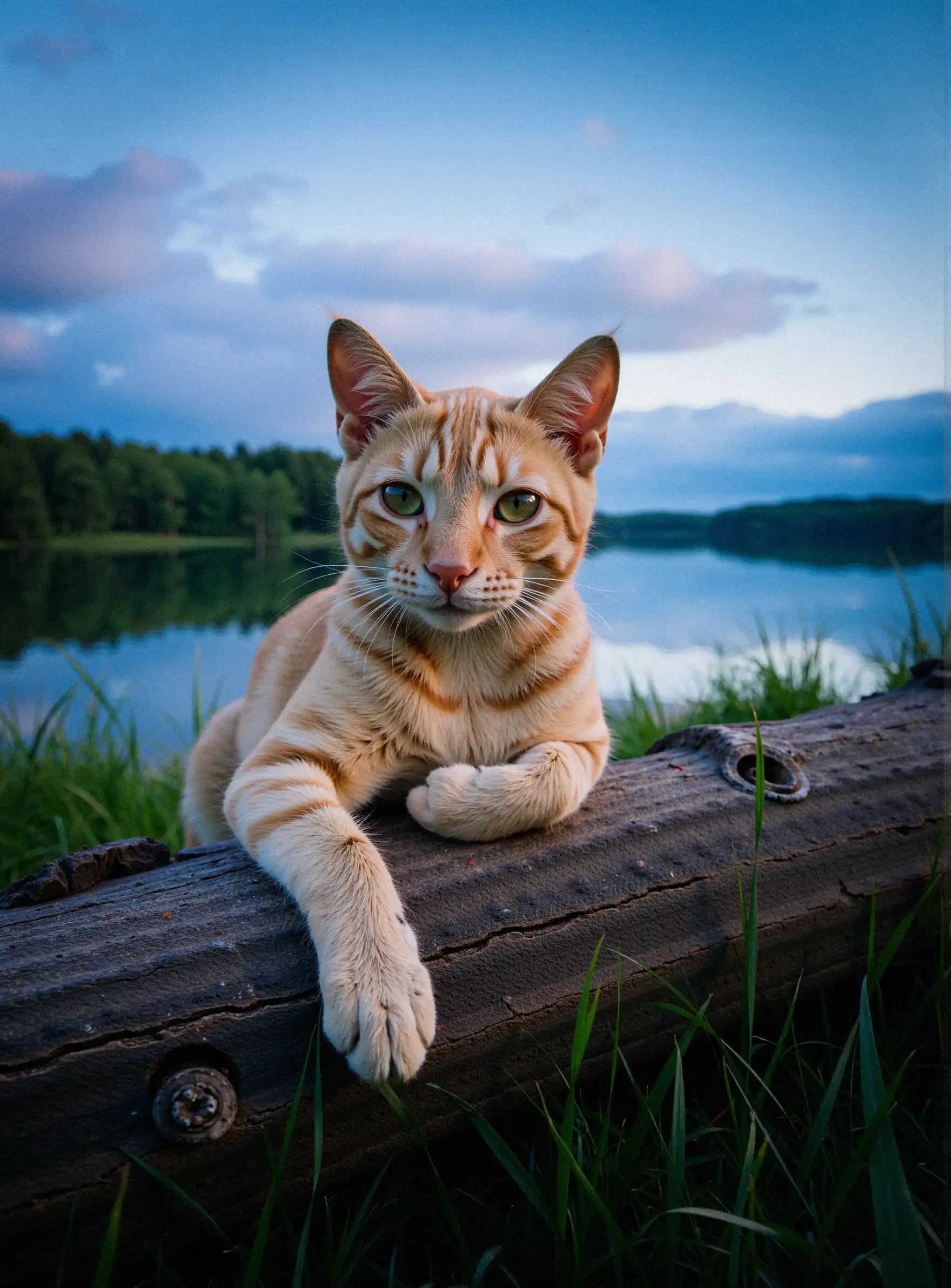Orange cat by the lake 3