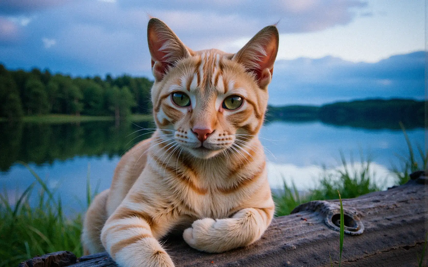 Orange cat by the lake 3